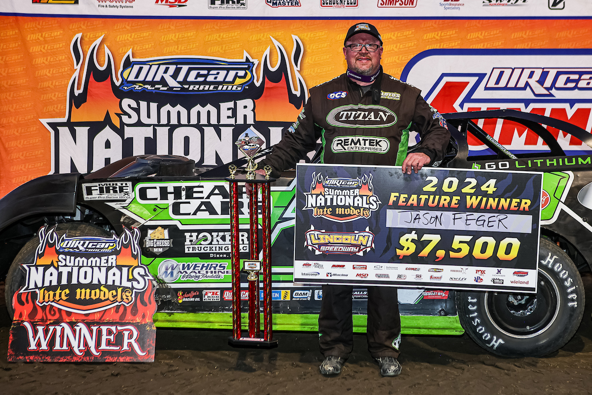 Jason Feger Clinches First 2024 DIRTcar Summer Nationals Feature Win at Lincoln Speedway